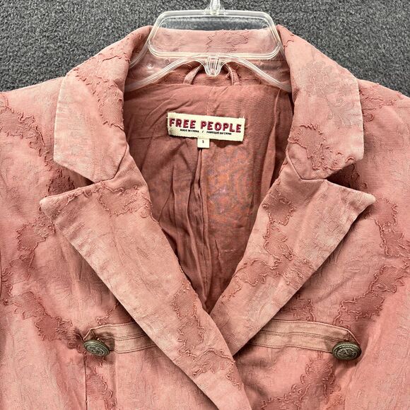 Free People Jacket Womens Small Pink James Jacquard Military Blazer - Picture 4 of 16